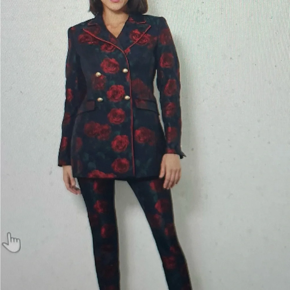 ETCETERA by Carlisle, NWT, Rose garden pants, navy, blue,‎ red and green size 10 - Picture 4 of 5